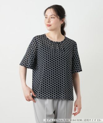 ＜Leilian plus house (Women/大きいサイズ)＞ドット柄クルーネックカットソー