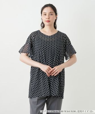 ＜Leilian plus house (Women/大きいサイズ)＞ドット切替Ｖネックカットソー