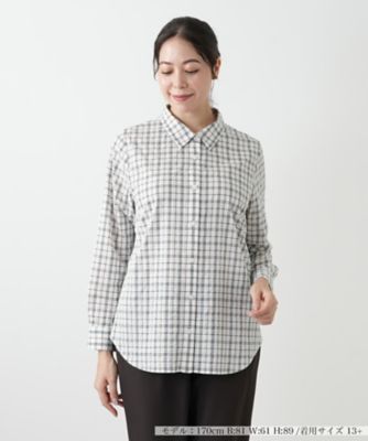 ＜Leilian plus house (Women/大きいサイズ)＞チェックブラウス【Ｌｅｉｌｉａｎ　ＷＨＩＴＥ　ＬＡＢＥＬ】