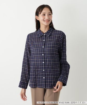 ＜Leilian plus house (Women/大きいサイズ)＞チェックブラウス【Ｌｅｉｌｉａｎ　ＷＨＩＴＥ　ＬＡＢＥＬ】