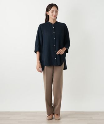 Leilian　レリアン　星型模様　長袖ブラウス　サイズ13プラス　ネイビー Leilian plus house (Women/大きいサイズ)の大きいサイズ 13号