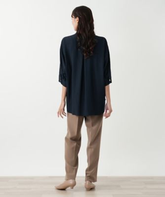 完売品 Leilianドルマンスリーブロングコート 13+ ネイビー 定価13万 ウォッシャブル】ドルマンスリーブブラウス | Leilian plus house