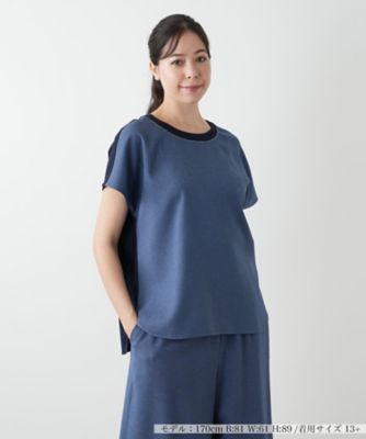 Leilian PLUS HOUSE / レリアンプラスハウス ボウタイカットソー ペイズリー柄切替カットソー | Leilian plus house (Women