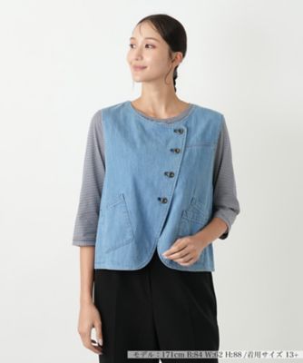 ＜Leilian plus house (Women/大きいサイズ)＞ノーカラーベスト【Ｌ－Ｊｅａｎｓ】