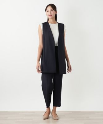 Vネックロングベスト | Leilian plus house (Women/大きい