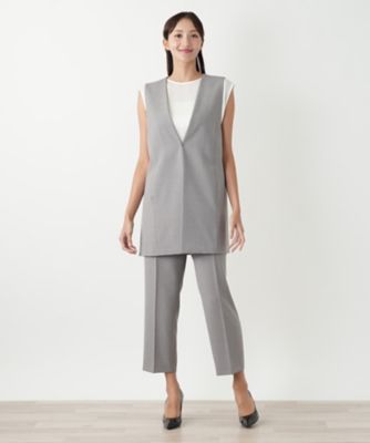 美品 レリアン プラスハウス ロングベスト ジレ 3XL 大きいサイズ 異素材 ニットベスト | Leilian plus house (Women/大きいサイズ