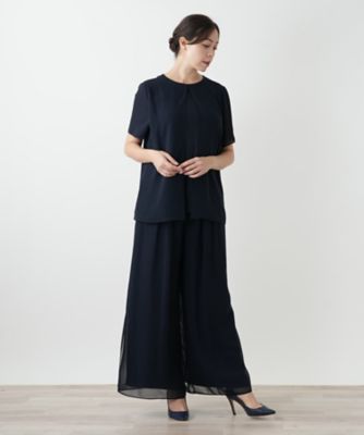 美品☆Leilian レリアン☆フレアワイドパンツ11号 ネイビー ワイドパンツ | Leilian (Women)/レリアン | 三越伊勢丹