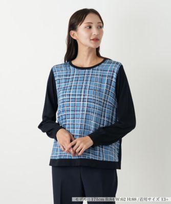 ＜Leilian plus house (Women/大きいサイズ)＞チェック切替ニット