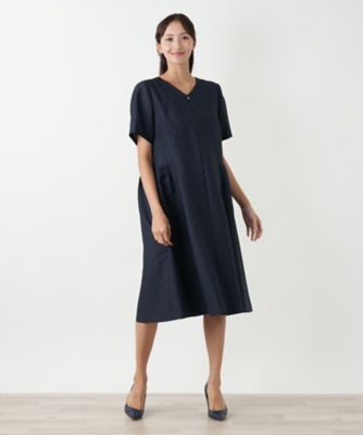 光沢ジャカードVネックワンピース | Leilian plus house (Women