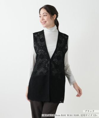 【送料無料】Leilian plus house (Women/大きいサイズ)/レリアン プラスハウス 総レースベスト【Leilian WHITE LABEL】99クロ 衣料品【三越伊勢丹/公式】