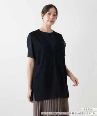 ＜Leilian plus house (Women/大きいサイズ)＞総レースベスト【Ｌｅｉｌｉａｎ　ＷＨＩＴＥ　ＬＡＢＥＬ】