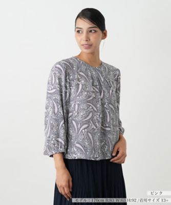 プリント七分袖ブラウス【Leilian WHITE LABEL