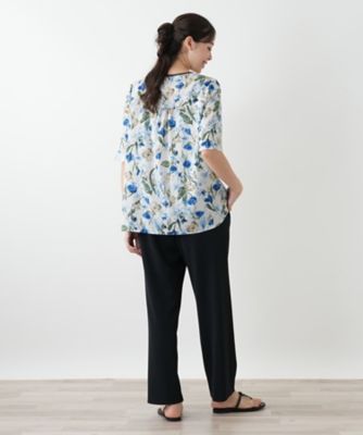 フラワー柄スモックブラウス【Ｌｅｉｌｉａｎ　ＷＨＩＴＥ　ＬＡＢＥＬ】