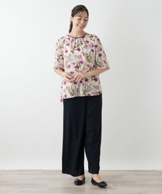 フラワー柄スモックブラウス【Ｌｅｉｌｉａｎ　ＷＨＩＴＥ　ＬＡＢＥＬ】