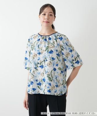 Leilian plus house (Women/大きいサイズ)/レリアン　プラスハウス フラワー柄スモックブラウス【Leilian WHITE LABEL】