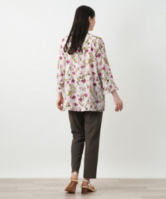 美品✳︎レリアン Leilian フラワーフリルブラウス 花柄シャツ 13+ フラワープリントブラウス【Leilian WHITE LABEL】|レリアン
