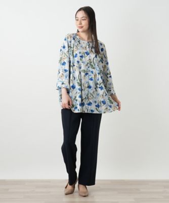 フラワー柄チュニックブラウス【Leilian WHITE