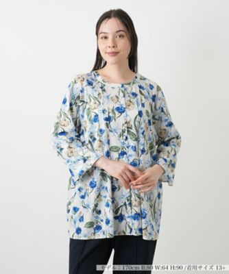 フラワー柄チュニックブラウス【Leilian WHITE