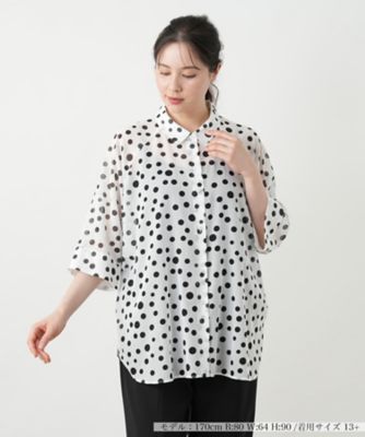 ＜Leilian plus house (Women/大きいサイズ)＞ドットブラウス【Ｌｅｉｌｉａｎ　ＷＨＩＴＥ　ＬＡＢＥＬ】