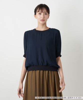 ＜Leilian plus house (Women/大きいサイズ)＞リブ切替シアープルオーバー【ＢＯＵＲＧＥ】