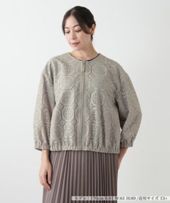 ＜Leilian plus house (Women/大きいサイズ)＞ノーカラーブルゾン【Ｌｅｉｌｉａｎ　ＷＨＩＴＥ　ＬＡＢＥＬ】