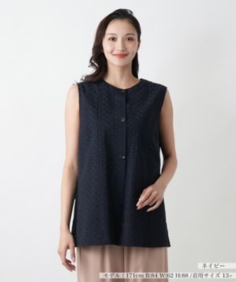 ＜Leilian plus house (Women/大きいサイズ)＞レースベスト【Ｌｅｉｌｉａｎ　ＷＨＩＴＥ　ＬＡＢＥＬ】