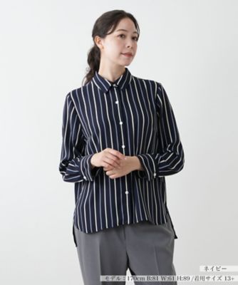 ＜Leilian plus house (Women/大きいサイズ)＞ストライプブラウス【Ｌｅｉｌｉａｎ　ＷＨＩＴＥ　ＬＡＢＥＬ】