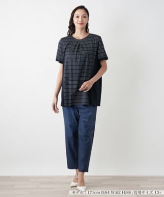 【店舗人気】ボーダー切替ブラウス【Ｌｅｉｌｉａｎ　ＷＨＩＴＥ　ＬＡＢＥＬ】