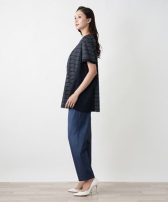 【店舗人気】ボーダー切替ブラウス【Ｌｅｉｌｉａｎ　ＷＨＩＴＥ　ＬＡＢＥＬ】