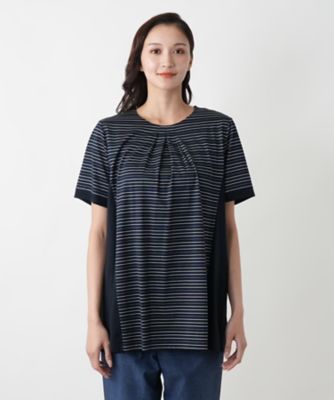 【店舗人気】ボーダー切替ブラウス【Ｌｅｉｌｉａｎ　ＷＨＩＴＥ　ＬＡＢＥＬ】