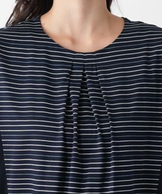 【店舗人気】ボーダー切替ブラウス【Ｌｅｉｌｉａｎ　ＷＨＩＴＥ　ＬＡＢＥＬ】