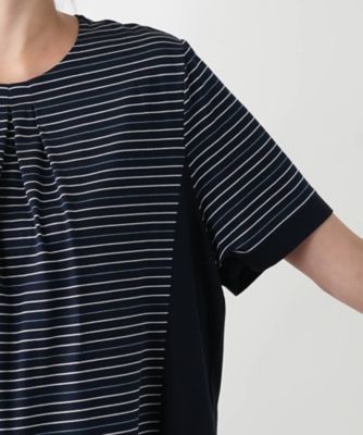 【店舗人気】ボーダー切替ブラウス【Ｌｅｉｌｉａｎ　ＷＨＩＴＥ　ＬＡＢＥＬ】