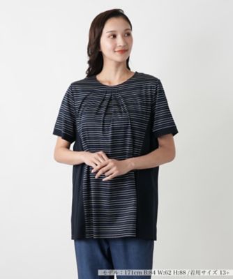 ＜Leilian plus house (Women/大きいサイズ)＞【店舗人気】ボーダー切替ブラウス【Ｌｅｉｌｉａｎ　ＷＨＩＴＥ　ＬＡＢＥＬ】