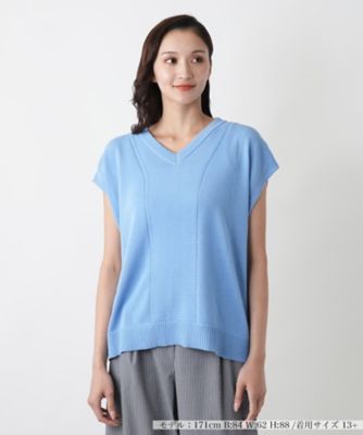 ＜Leilian plus house (Women/大きいサイズ)＞Ｖネックニットベスト【Ｌｅｉｌｉａｎ　ＷＨＩＴＥ　ＬＡＢＥＬ】