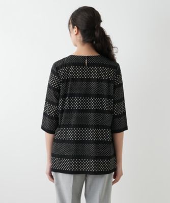 新品タグ付 レリアン ボーダー チュニック ブラウス 13+号 36,300円 ドットボーダーブラウス【プラス企画】 | Leilian plus house