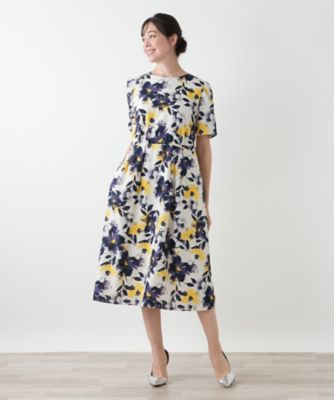花柄ワンピース レリアン 花柄フレアワンピース【Leilian WHITE LABEL