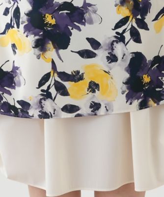 Leilian 花柄ワンピース 13＋ 花柄フレアワンピース【Leilian WHITE LABEL