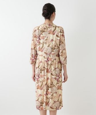 【美品】Leilianレリアン ワンピース 9号 花柄 フレア ベルト付き日本製 花柄フレアワンピース【Leilian WHITE LABEL