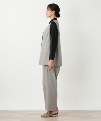 大きいサイズ☆未使用☆レリアン プラスハウス　Vネックニットベスト 織地麻混紡 Vネックベスト【Leilian WHITE LABEL