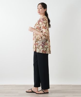 【美品】レリアン 2023 洗えるスモッグブラウス 花柄 13 大きいサイズ 店舗人気】フラワー柄チュニックブラウス【プラス企画