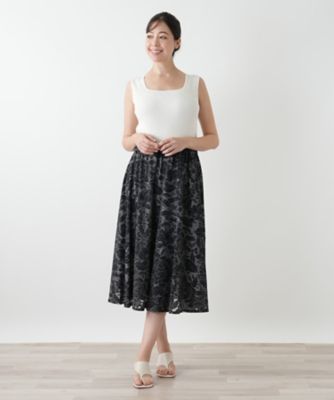 フラワー刺繍スカート | Leilian plus house (Women/大きい