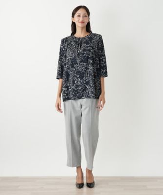 レリアン プルオーバーカットソー 　15+ 　プラスハウス プリントクルーネックTシャツ | Leilian plus house (Women