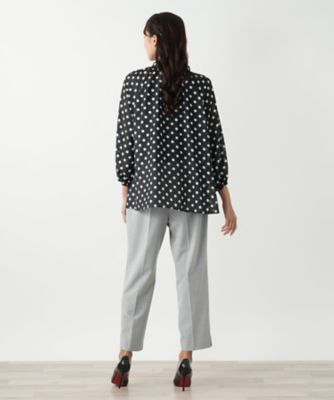 【25SS】 RhodolirioN 定価3.5万 ボウタイブラウス ドット ドットブラウス 水玉 シフォンブラウス リボンボウタイブラウス