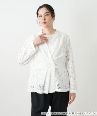 極美品 近年モデル LLサイズ レリアン プラスハウス ノーカラージャケット ノーカラージャケット | Leilian plus house (Women/大きい