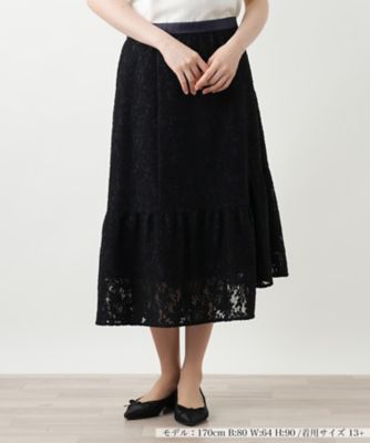 ＜Leilian plus house (Women/大きいサイズ)＞カギ編みレーススカート【ＢＯＵＲＧＥ】