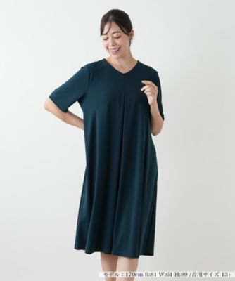 Vネックフレアワンピース【Leilian WHITE