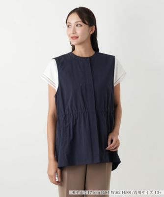 ＜Leilian plus house (Women/大きいサイズ)＞アシンメトリーバックスリットベスト【Ｌｅｉｌｉａｎ　ＷＨＩＴＥ　ＬＡＢＥＬ】