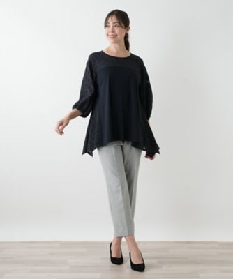 Leilian レリアン チュールレース切り替えニット ９号 定価42,900円 Leilian レリアン チュールレース切り替えニット 9号 定価