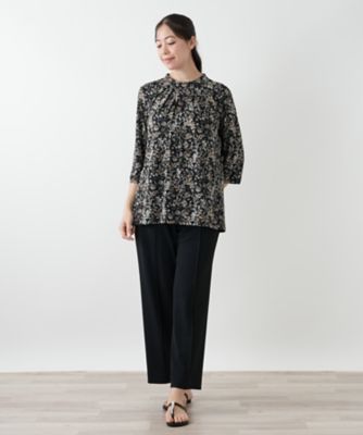 プリントバンドカラーブラウス【Leilian WHITE LABEL