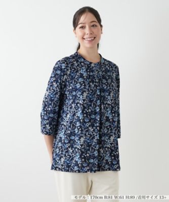 Leilian plus house (Women/大きいサイズ)/レリアン　プラスハウス プリントバンドカラーブラウス【Ｌｅｉｌｉａｎ　ＷＨＩＴＥ　ＬＡＢＥＬ】